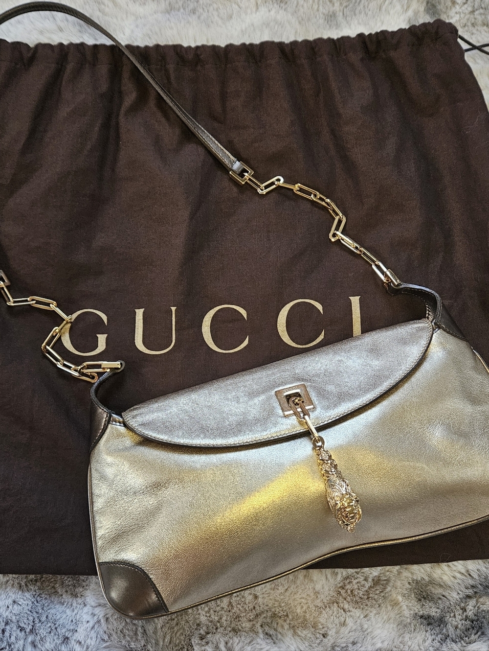 GUCCI Vintage Tom Ford Era Metallic Gold and Bronze  Women's Bag